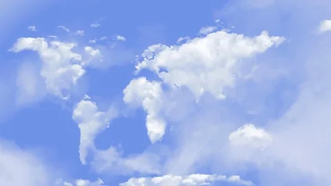 World Map Clouds in the Sky Continuous Scroll 4K Loop Stock Footage 73911298