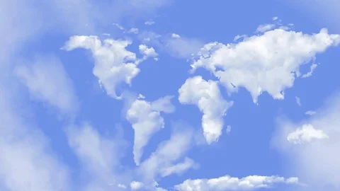World Map Clouds in the Sky Scroll 4K Loop Stock Footage 73911336