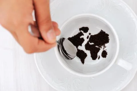World map in coffee cup, series Stock Illustration