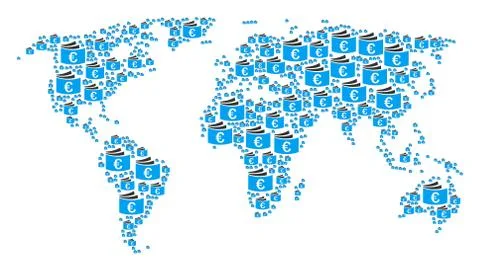 World Map Collage of Euro Checkbook Items Illustrazione stock