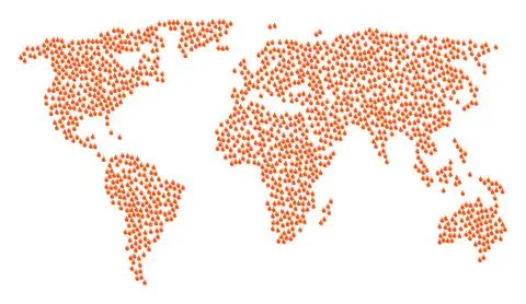 World Map Collage of Fire Flame Icons 스톡 일러스트