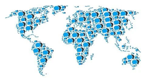 World Map Collage of Forum Chat Items 스톡 일러스트