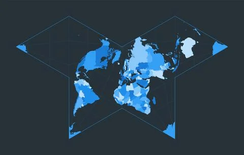 World Map. Collignon butterfly projection. Futuristic world illustration fo.. Illustrazione stock