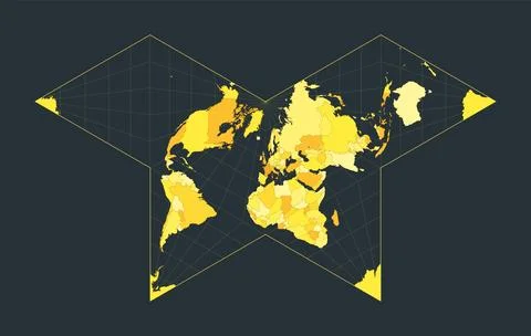 World Map. Collignon butterfly projection. Futuristic world illustration fo.. Illustrazione stock