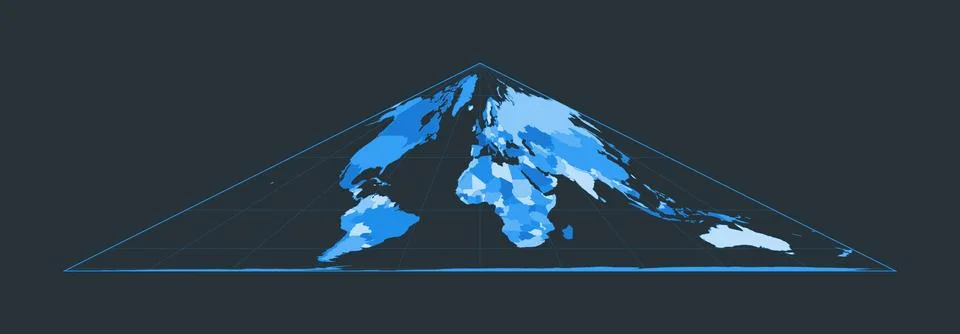 World Map. Collignon equal-area pseudocylindrical projection. Futuristic wo.. Stock Illustration