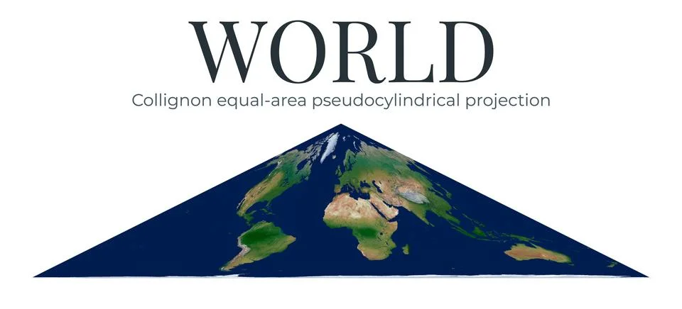 World Map. Collignon equal-area pseudocylindrical projection. High Detail P.. 스톡 일러스트