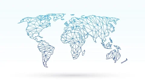 World map of color geometric connected lines using triangles Stock Footage 286979450