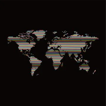 World map colorful line theme Stock Illustration