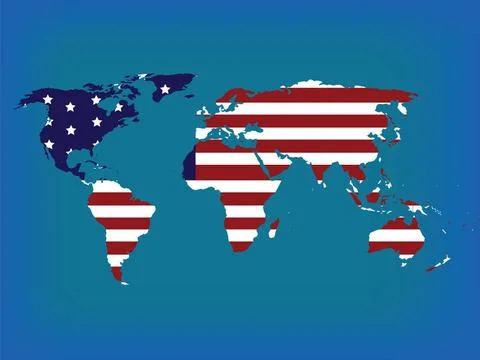 World map in colors World map with american flag, hi resolution illustrati... Stock Photos