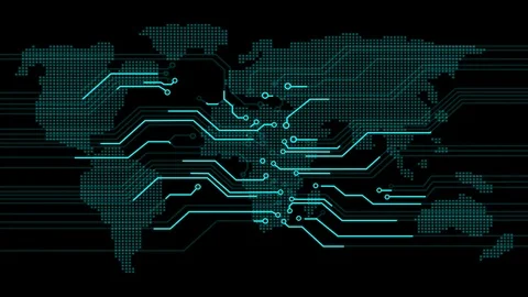 World Map Communication Circuit Board Video stock 83063125