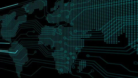 World Map Communication Circuit Board Stock Footage 83063295