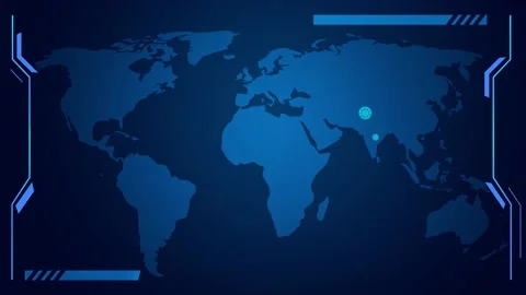 World Map Communication Technology Screen Seamless Background Loop in 4K. Video stock 136627670