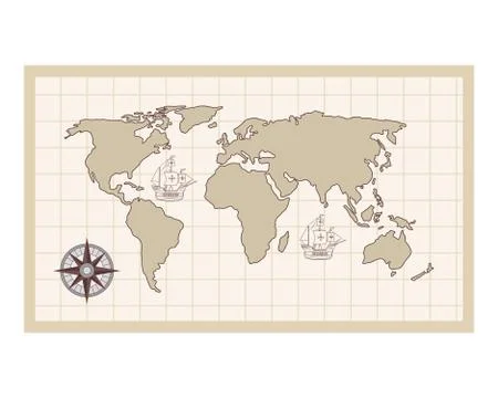 World map with compass vector design イラスト素材