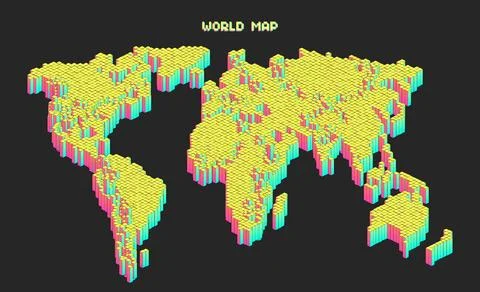 World map composed of countless square arrays Stockillustratie
