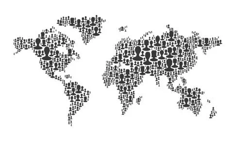 World map. composed from many people silhouettes, vector Stock Illustration