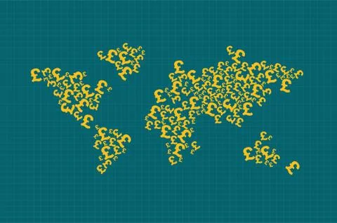 World map composed of pounds Stock Illustration