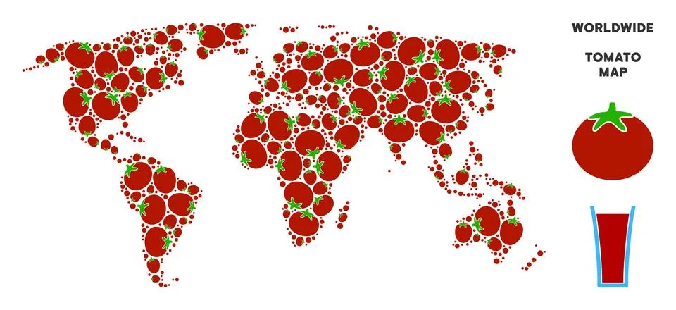 World Map Composition of Tomato Stockillustratie
