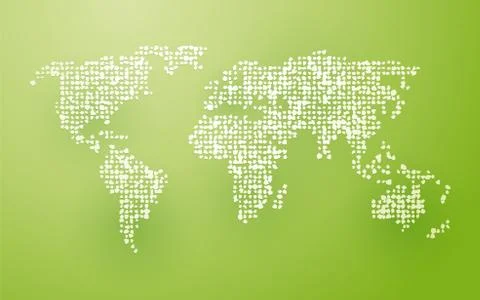 World map composition of the white pieces of paper Illustrazione stock