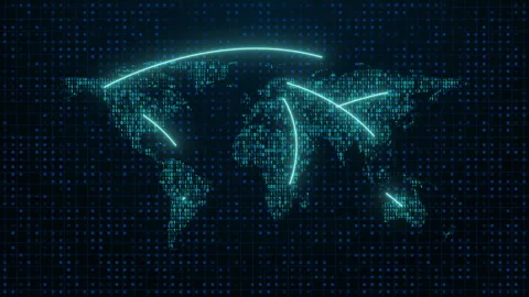 World Map Computer Network Global Video Animated Background Stock Footage 335795685