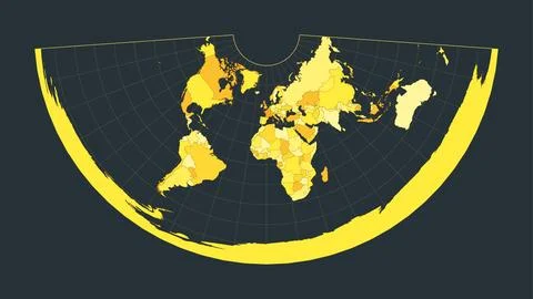 World Map. Conic equidistant projection. Futuristic world illustration for .. 스톡 사진