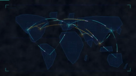 World map connection animation hud futuristic cyber loop network data Stock Footage 346554027