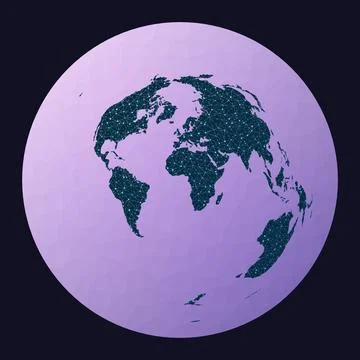 World map connection. Azimuthal equidistant projection. World network map. .. Stock Illustration