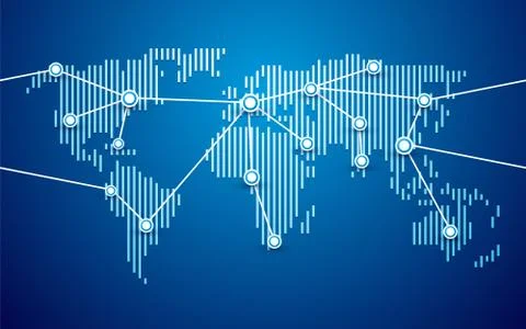 World map connection blue background Stock Illustration