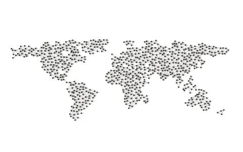 World map, connection lines in technology concept, 3d illustration Ilustración de archivo
