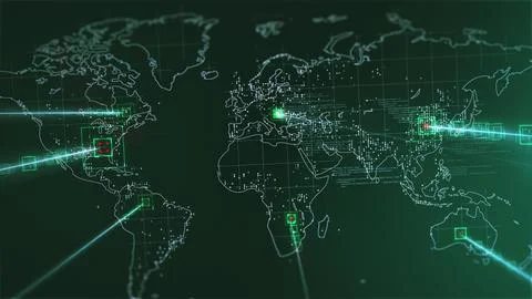 World map connection network A worldwide network expanding over the world. Loops 库存插图