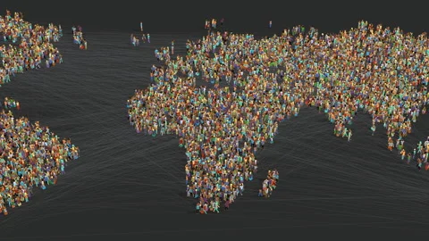 A world map consisting of thousands of connected people - 3d illustration Video stock 252086960