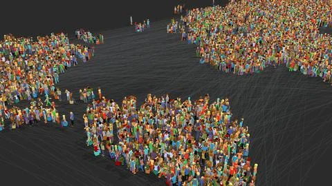 A world map consisting of thousands of connected people - 3d illustration Stock Illustration