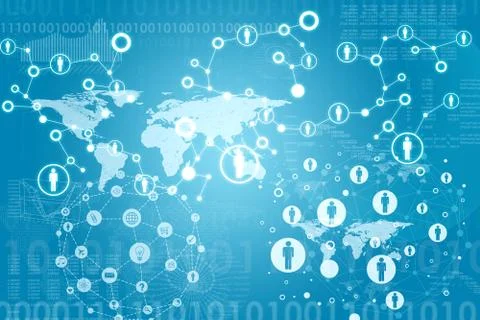 World map with contacts and figures Stock Illustration