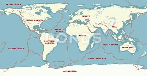 World map with continent names: Graphic #231109277