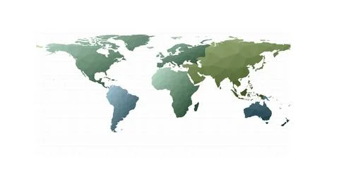 World map continents. Equirectangular projection. Bold vector illustration. 库存插图