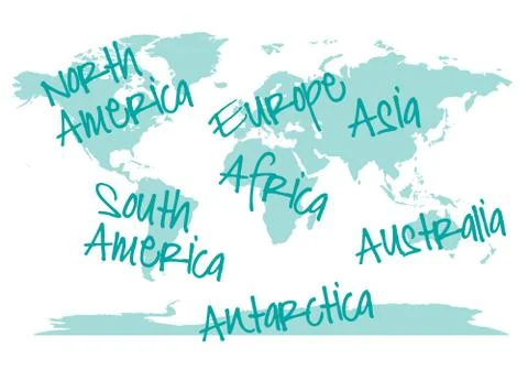 World map with continents, vector Stock Illustration