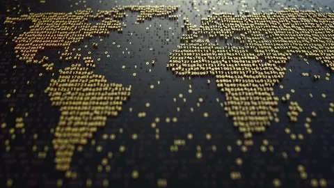 World map contour made of golden numbers. Modern digital technology, economic Video stock 82414902
