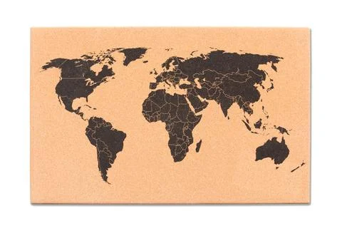 World map on cork board texture Stock Photos