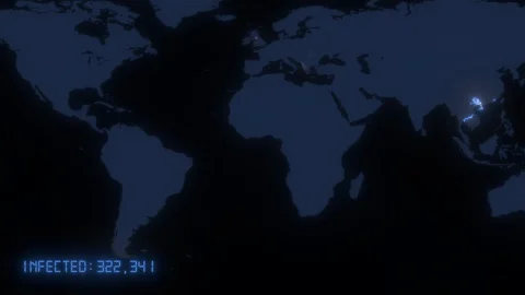 World map of the coronavirus COVID-19 pandemic. Virus is spreading from china Stock Footage 129719472
