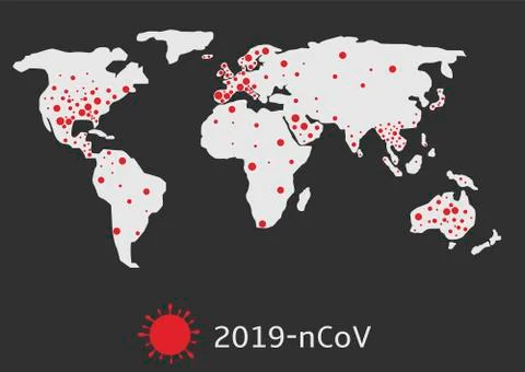 World map with coronavirus signs Stock Illustration