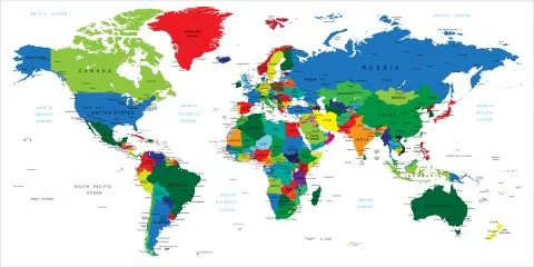World map-countries Stock Illustration