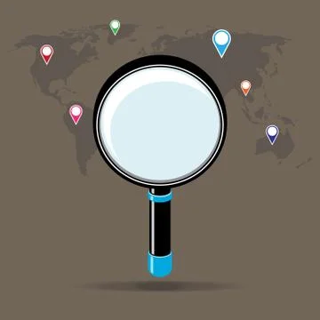 World map countries with magnified. Stock Illustration