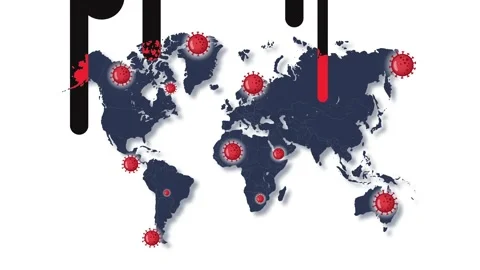 World Map Covers With Blood Under Covid-19 Global Pandemic Influence. Stock Footage 192498699
