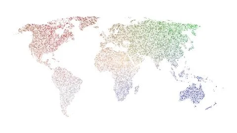 World map created from color dots Stock Illustration