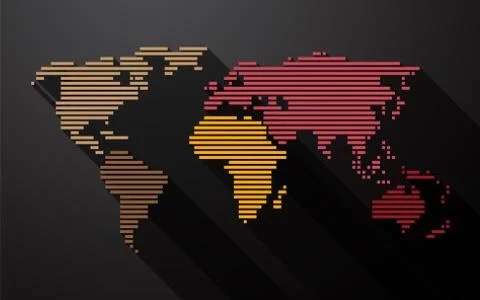 World map created from lines in pastel colors Stock Illustration