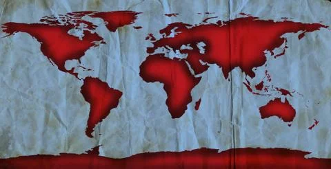World Map on Crumpled Paper Stockillustratie