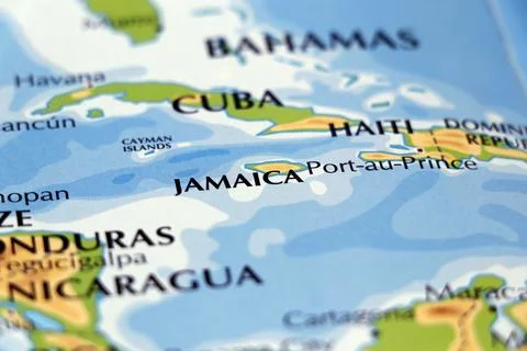 World map of cuba and focus in all border with miami, bahamas, havana, hait.. Stock-Fotos