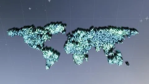 World map of cubes. 3D illustration イラスト素材