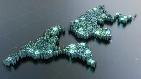 World map of cubes. 3D illustration イラスト素材