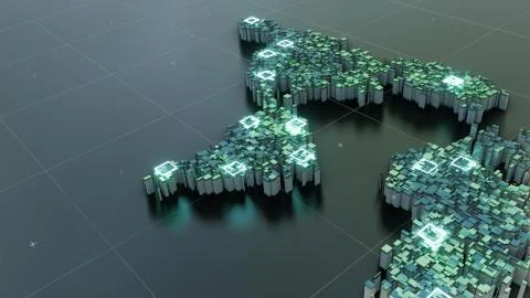 World map of cubes. 3D illustration イラスト素材