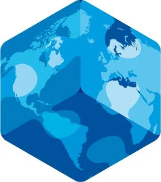 The world map in a cubic planet. Stock Illustration